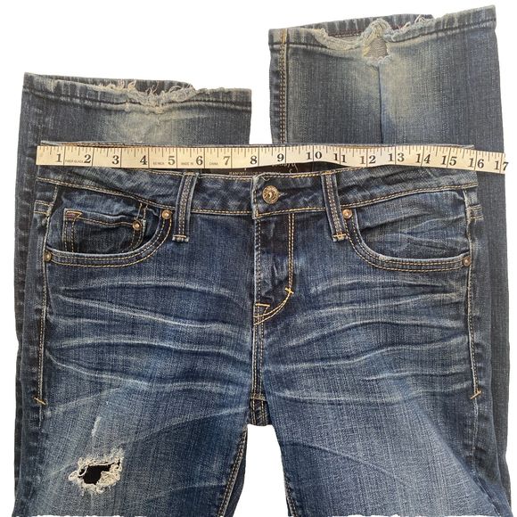 Cult of Individuality Women's 29 (30x33) Bootcut Blue Jeans Mid Rise Distressed - Picture 11 of 16